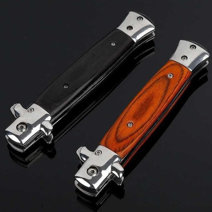 KNIFEZER Pisau Saku Lipat Portable Knife Wood Grip S12 HTM 112 Terlaris