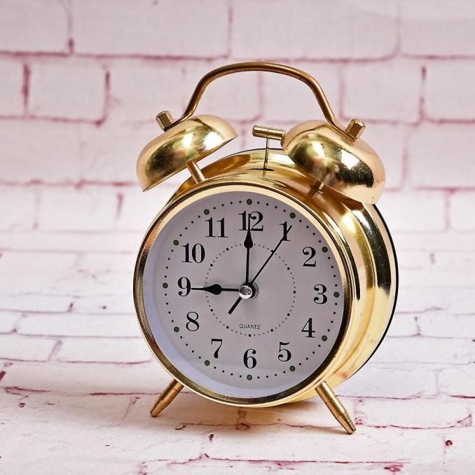 TERBARU - Jam Weker Alarm Meja Vintage Metal Gold Alarm Quartz 4 Inch Clock