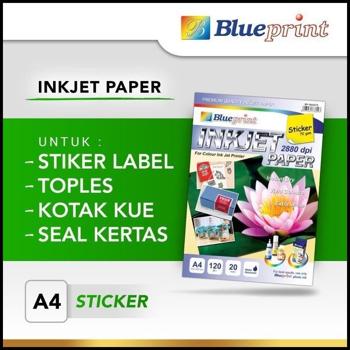 

Blueprint Inkjet Paper Sticker A4 70gsm Kertas Stiker