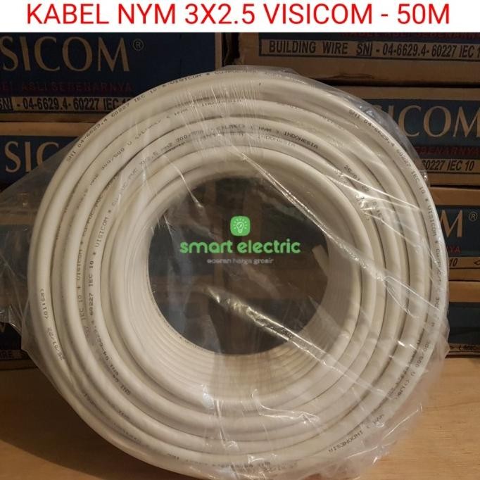 Kabel Listrik Visicom NYM 3x2.5mm 50M Tunggal Tembaga Murni SNI LMK