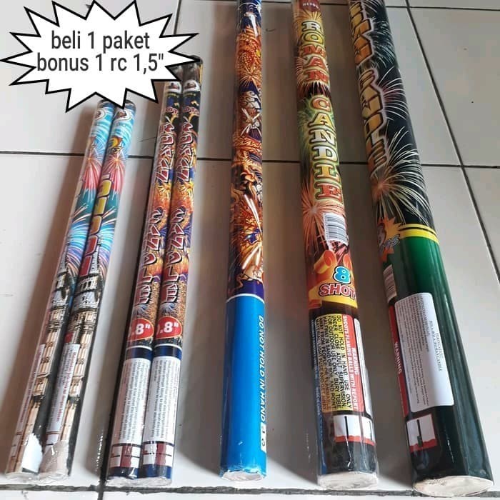 SGA PAKET ROMAN CANDLE MIX 0,8"/1,2"/1,5"/1,9" MERK BERIZIN RESMI DECO