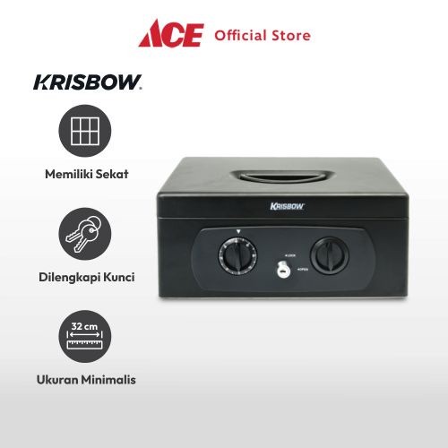Krisbow Cash Box - Hitam Tempat Uang Dengan Kunci Safety Money Storage Box Kotak Uang Kasir