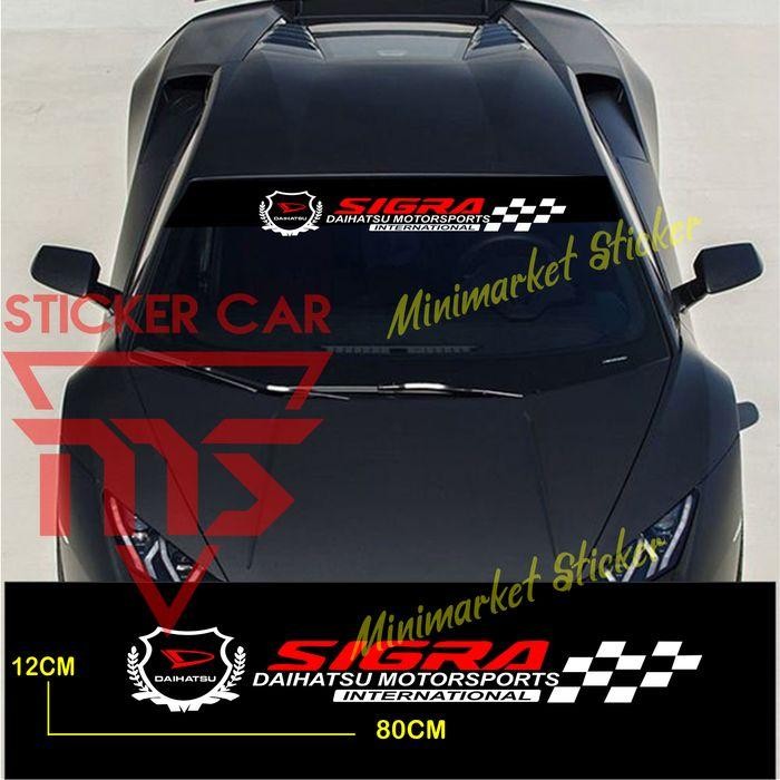 Stiker Sigra Sticker Cutting Mobil Daihatsu Sigra Kaca Premium - Putih-Merah Keren