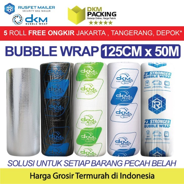

Plastik BubbleWrap 125cmx50m DKM PLUS BUBBLE WRAP BERWARNA MURAH ROLL