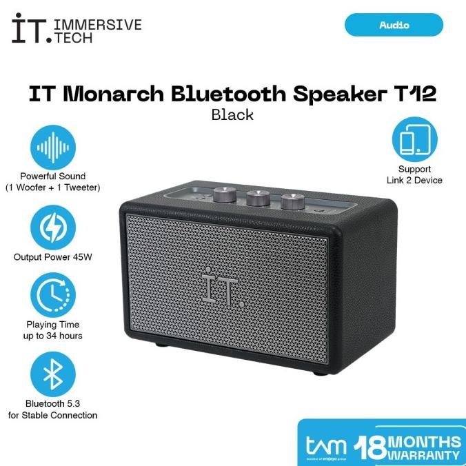 Murah It Monarch Bluetooth Speaker T12 - Black