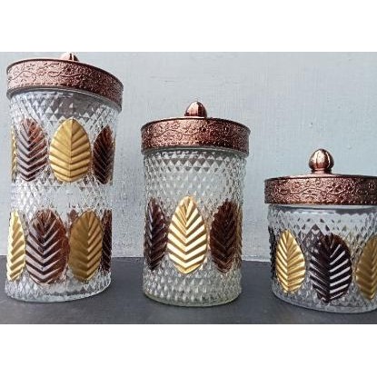 Toples Kaca Daun Coklat Import untuk Lebaran model baru bisa set