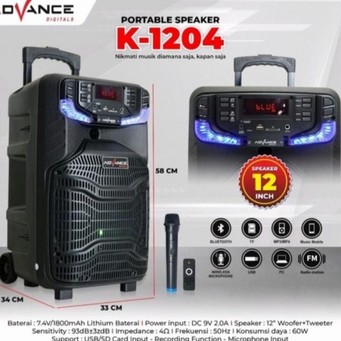 Promo Speaker Meeting Portable Speaker Advance K-1204 Ampli Bluetooth 12 "