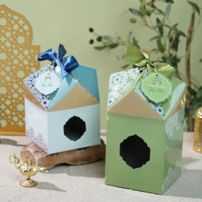

Box Lebaran Kerucut muat 2 toples biggy 500 gr uk 14x14x11 cm
