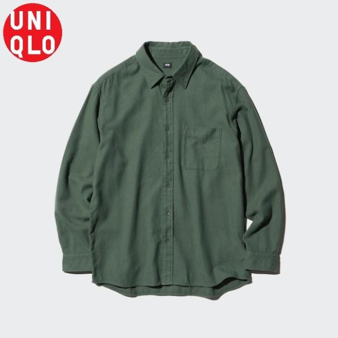 kemeja flanel pria lengan panjang polos UNIQLO ORIGINAL ASLI NEW IN Terlaris