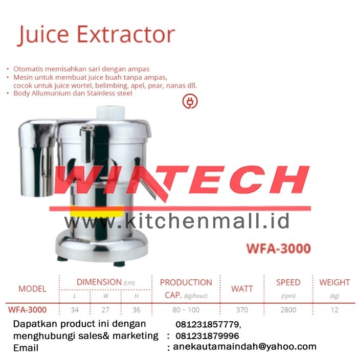 GETRA WFA-3000 Juice Extractor Jus Extractor Pembuat Juice Tanpa Ampas