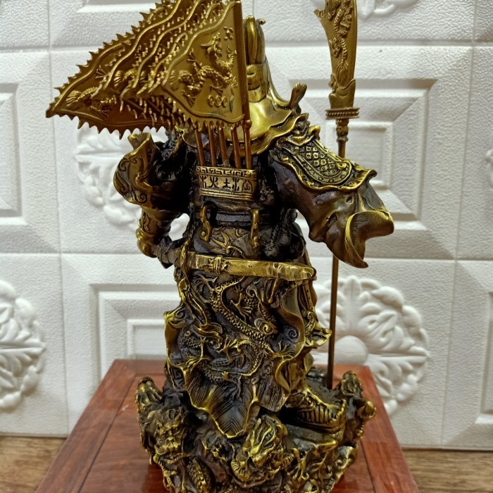 patung dewa kwan kung / kwan kong / - kuningan 12 inch 01