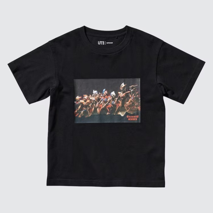 CHL UNIQLO KAOS ANAK UT T-SHIRT ULTRAMAN LENGAN PENDEK BLACK SGA