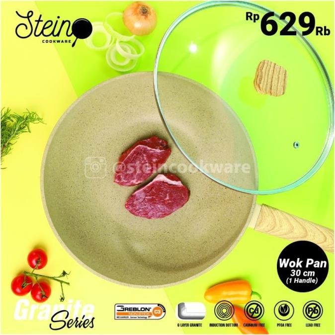 Stein Cookware Wok Pan 30 cm Peralatan Masak Panci Dapur Granite