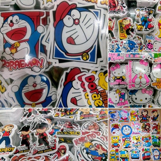 sticker isi 850 pcs motif kartun animasi anak stiker motor helm kaca