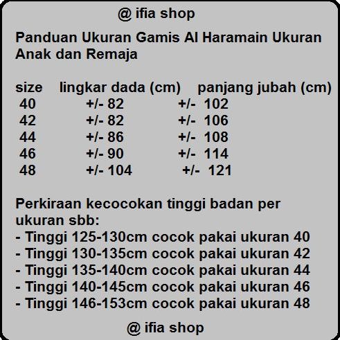 JUBAH GAMIS ARAB IMPOR AL HARAMAIN UKURAN 42 (ANAK-REMAJA) Terlaris