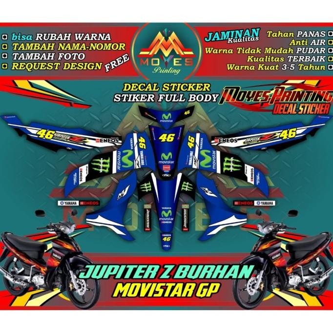Sticker Motor Jupiter Z Burhan - Motif Movistar