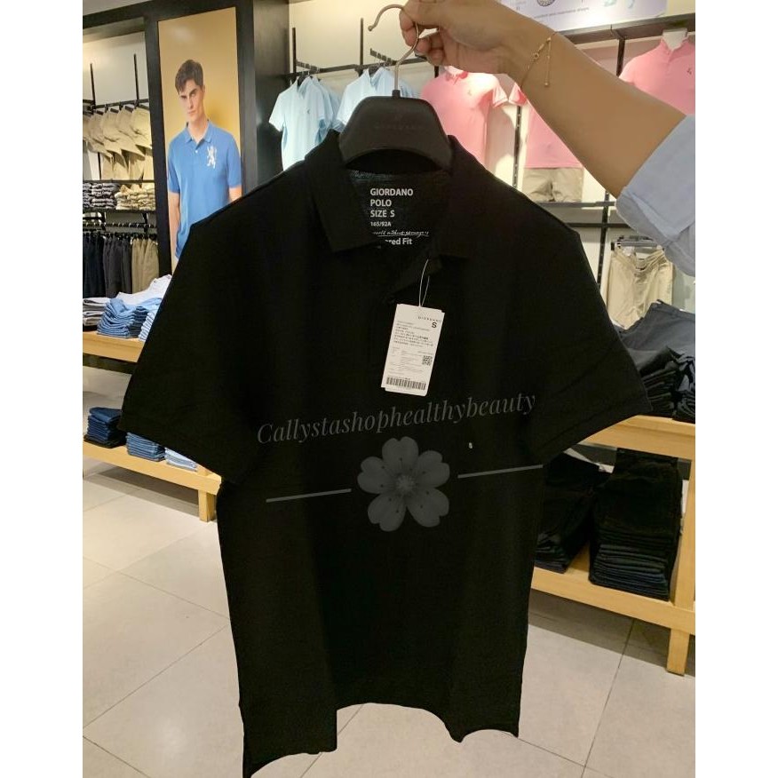 Giordano Polo Shirt Man Tapered Fit Black New Sale Terlaris