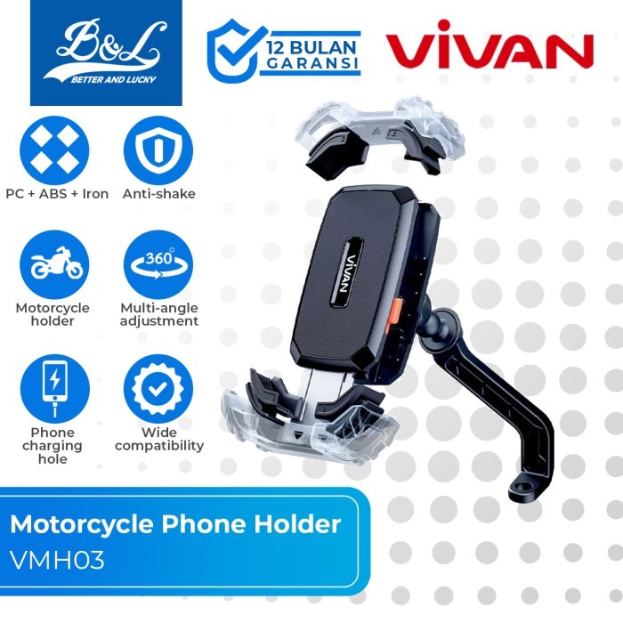 

SALE TERLARIS VIVAN VMH03 PHONE HOLDER SPION MOTOR UNIVERSAL ANTI-SHAKE ROTASI 360 READYY