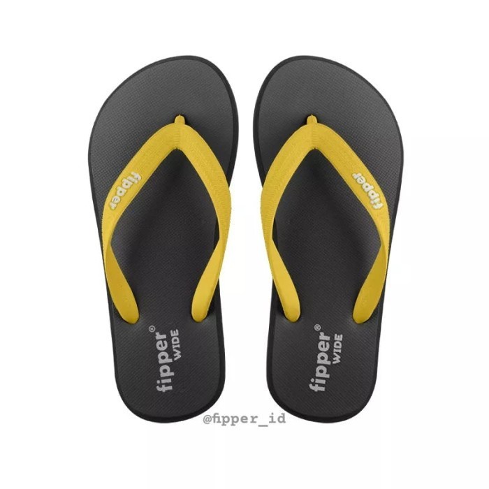 TRENDY Sandal Fipper Wide Original for Man/Woman -Grey Dark/Black/Mustard