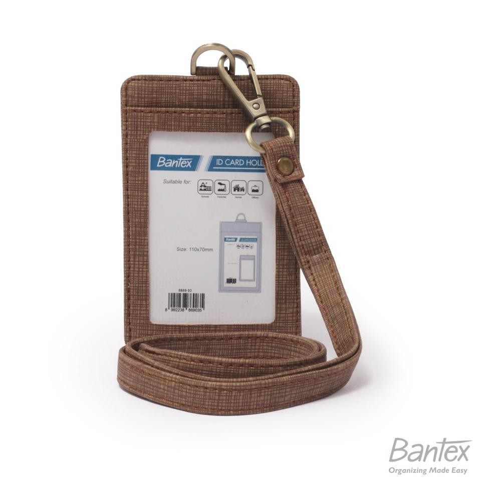 

TERMURAH Bantex Leather Name Tag ID Card Holder Brown 8869 03 Kulit Sintetis Lanyard Tali at-126