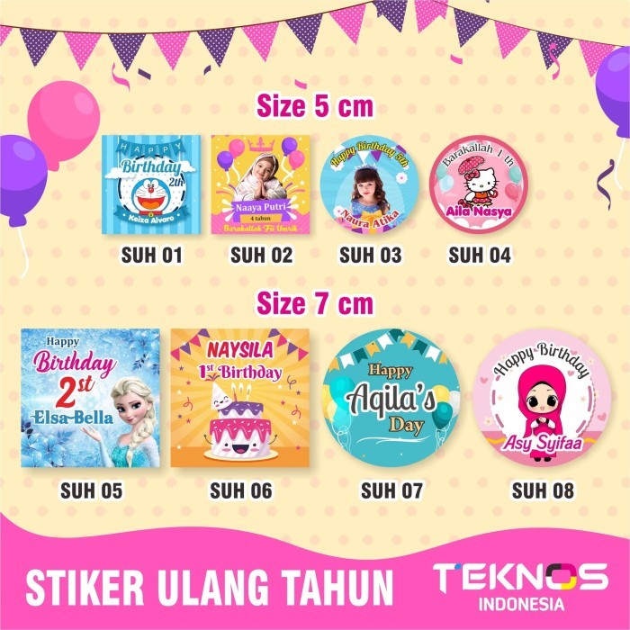 STIKER STICKER LABEL ULANG TAHUN ULTAH ANAK CUSTOM MURAH