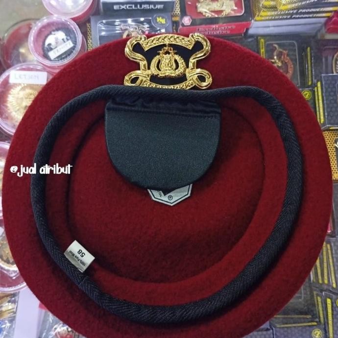 Baret Merah Camel + Emblem Reserse/Densus Reskrim Mika Exclusive