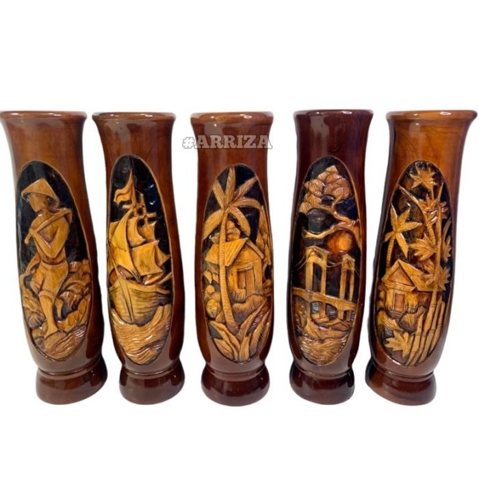 VAS BUNGA / POT BUNGA / TEMPAT PAYUNG / GUCI KAYU JATI ASLI MOTIF