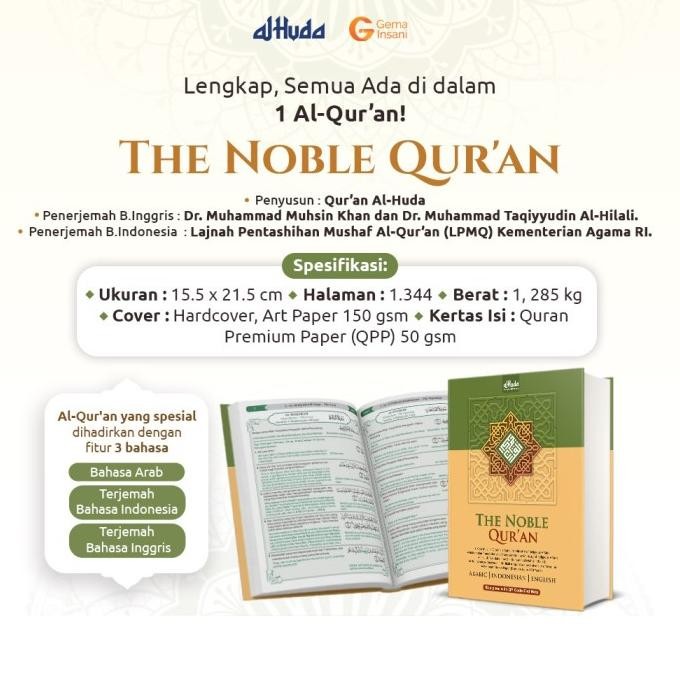 Al-Quran Terjemah Bahasa Indonesia - Inggris Ukuran A5 The Noble Quran