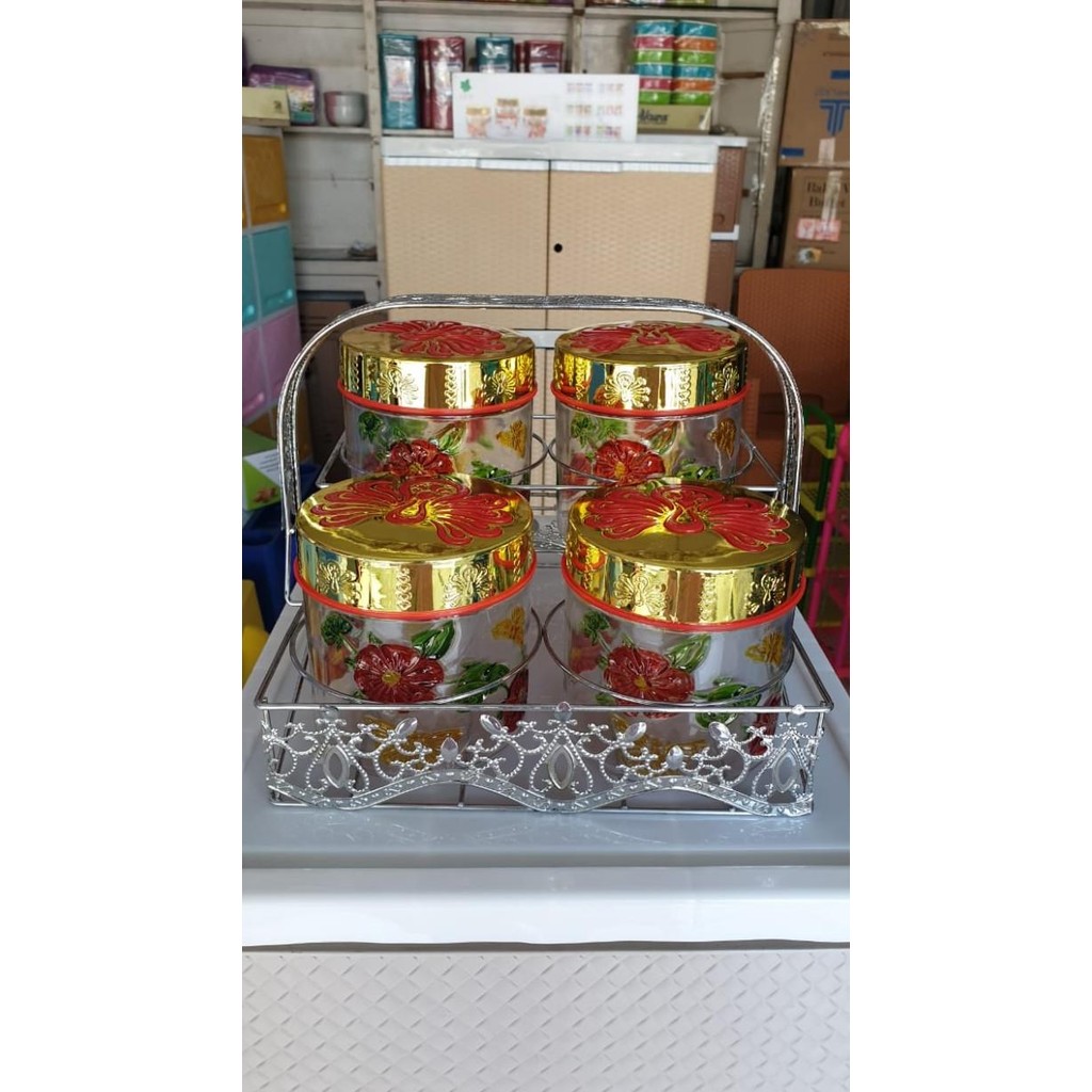 Toples Kue Set Isi 4 - Toples Lebaran Set - Toples Kaca -Toples Beling