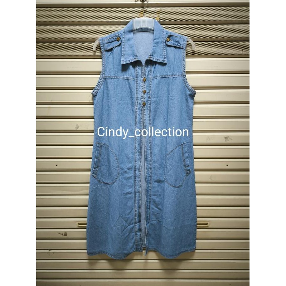 Long Vest Rompi Panjang Jeans Wanita Outer Jeans Vest Panjang Wanita Ranikairini