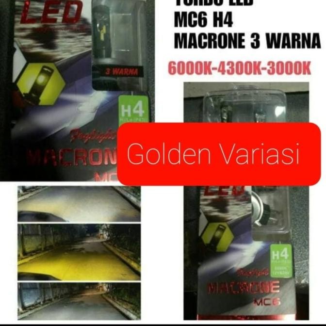 Lampu Mobil / Lampu Led macrone 3 Warna MC6 H4  SALE