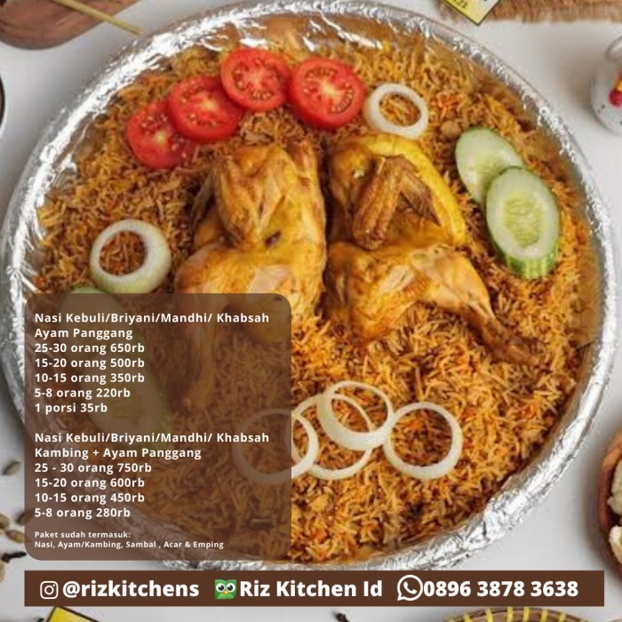 nasi briyani ayam mandhi khabsah kebuli tray nampan