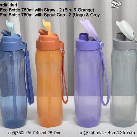 Botol Tupperware//Eco Bottle Straw 750Ml