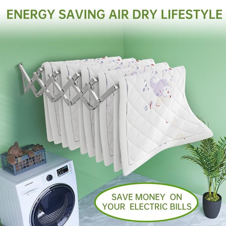 Jemuran Baju Pakaian Dinding 100/120/150/200CM /Jemuran Dinding Stainless Steel/Jemuran Lipat Dindin