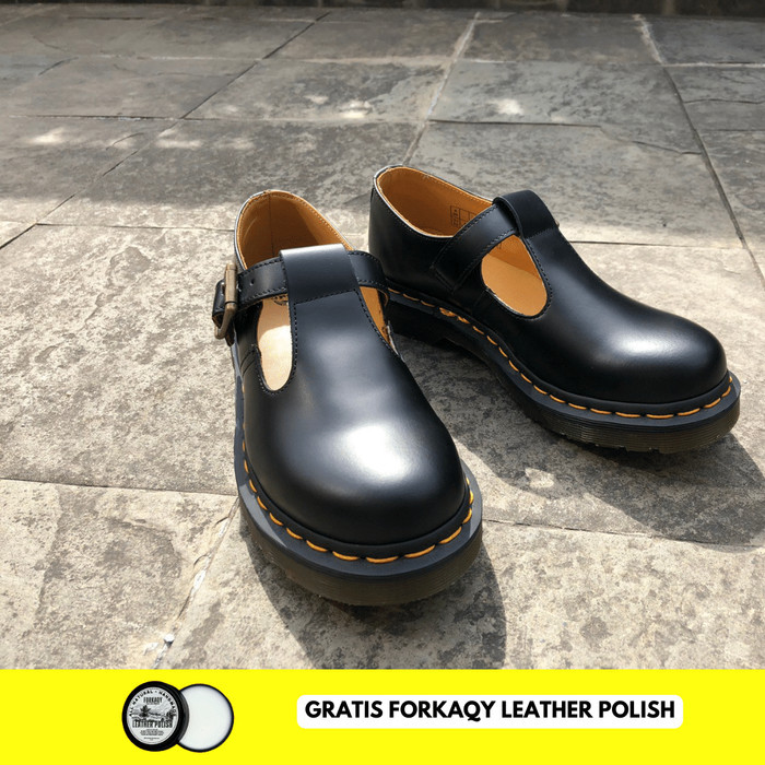 Dr Martens Mary Jane Polley T-Bar Black Smooth