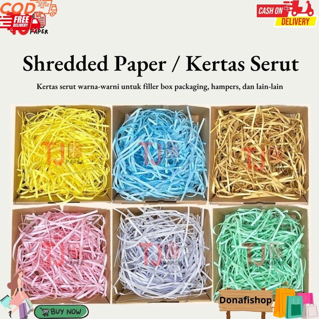 

(1 Kg) Kertas Serut / Kertas Cacah / Shredded Paper Termurah : Filler Hampers, Gift Box, Kado Lebaran, Idul Fitri, Natal, Ulang Tahun. (Coklat, Putih, Kuning, Hijau, Pink / Merah Muda, Biru) D Terlaris