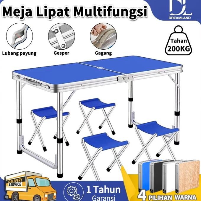 Meja Lipat Lubang Tengah Payung Set Koper Camping Outdoor Portable