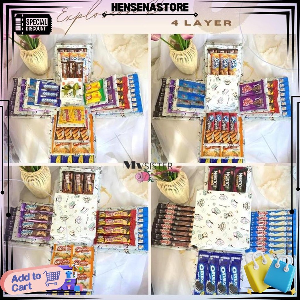 

(Wajib Chat Admin) Explosion Box Snack 4 Layer Extra Jelly & Permen / Surprise Box / Kado Ulang Tahun / Kado Birhtday / Kado Uang Tarik / Explosion Box Snack / Kado Unik D Promo Puncak