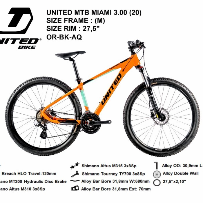 Sepeda Gunung MTB 27.5 United Miami 3.00 24speed