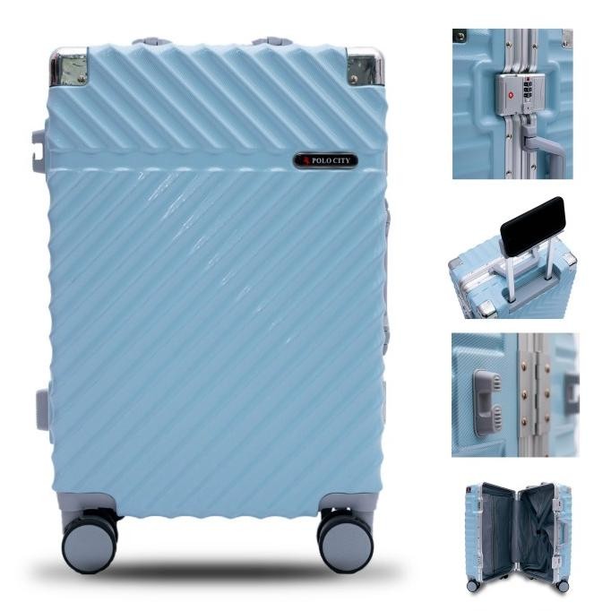 Koper Hardcase Aluminum Polo City No Zipper Size Bagasi 24 Inch - 7001