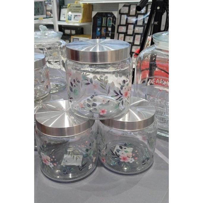 Toples lebaran / Toples kaca / Toples Kue motif bunga Kris Ace
