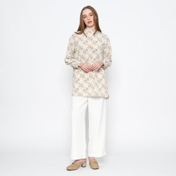 Sale Valino Ladies Tunik Lengan Panjang Cream Motif Wanita - D-Cdgg09-P5