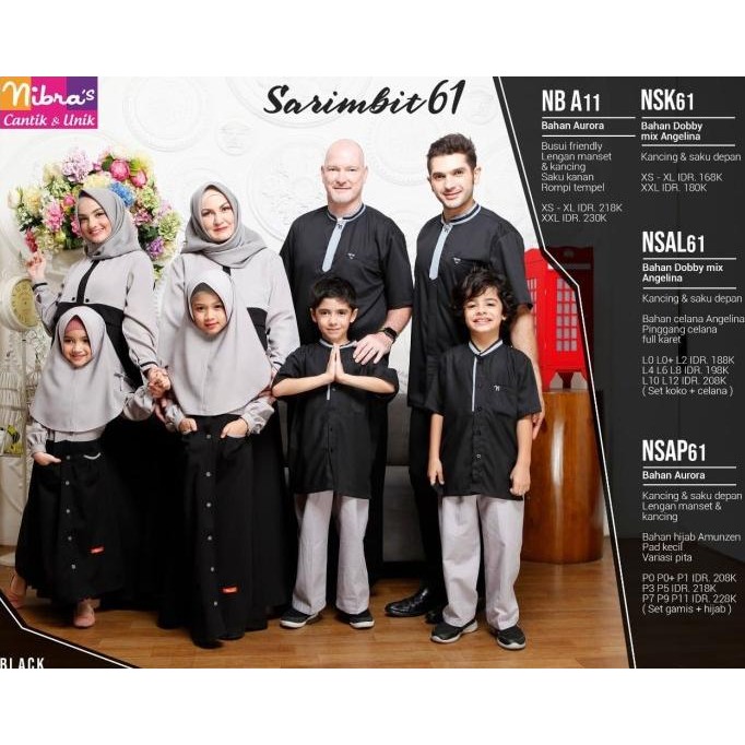 Murah Baju Couple Keluarga - Nibras Sarimbit 61 Hitam - Sarimbit Original