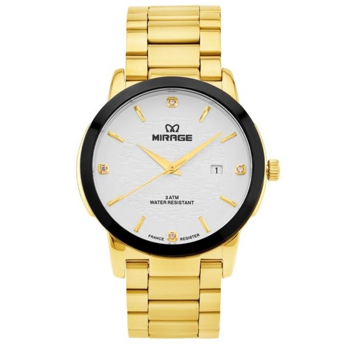 Promo Mirage Original Jam Tangan Pria Analog Keren Anti Karat 8809 M Gold Emas Garansi Mesin 1 Tahun