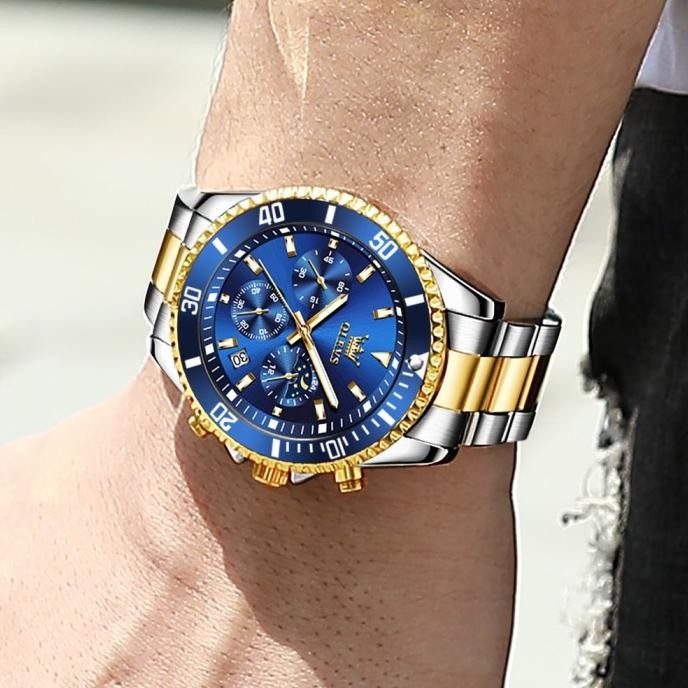 Grosir Jam Tangan Pria Anti Air Original Olevs 2870 Luxury Analog Stainless Steel Chronograph Watch 