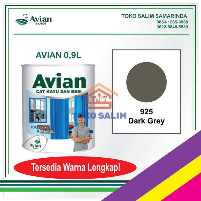 Open DS] Cat Minyak Kayu dan Besi 0,9L AVIAN Warna Lengkap- 925 Dark Grey