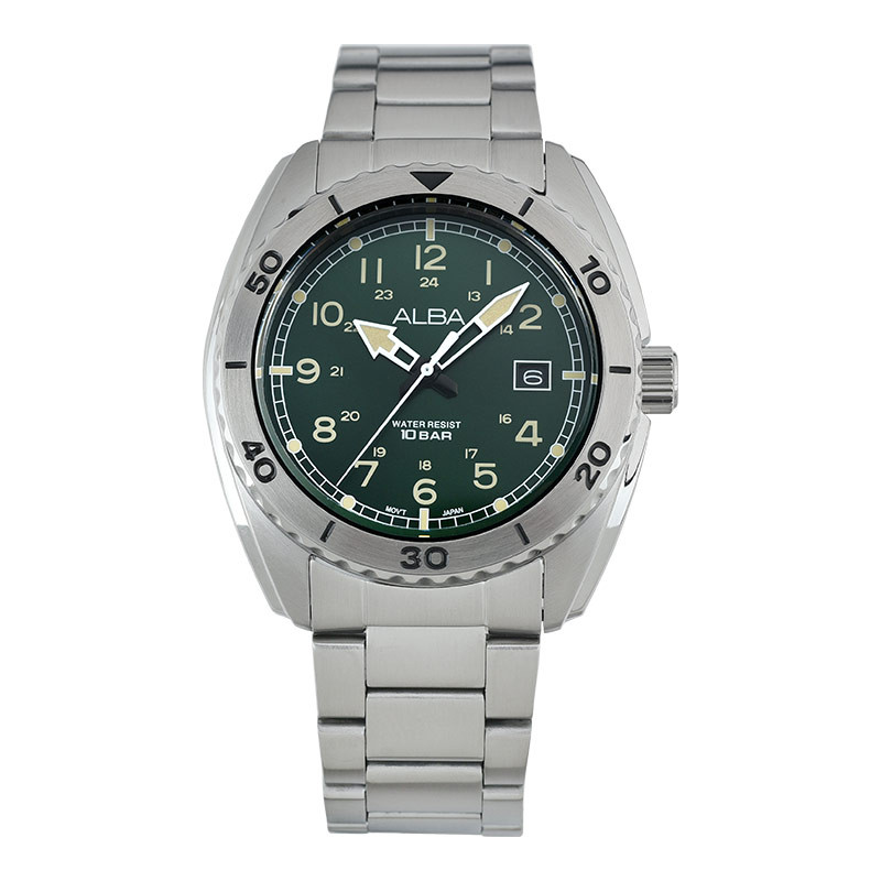 [PRJ] Jam Tangan Pria Alba AS9U71X1 Men Sport Green Dial Stainless Steel Strap