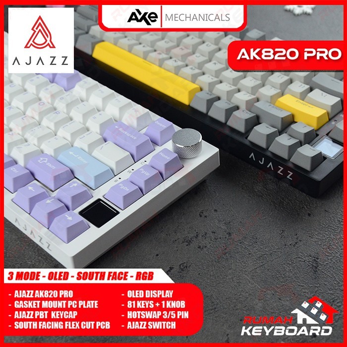 Mechanical Keyard - Ajazz Ak820 Pro - 75% - Oled - Gasket - South