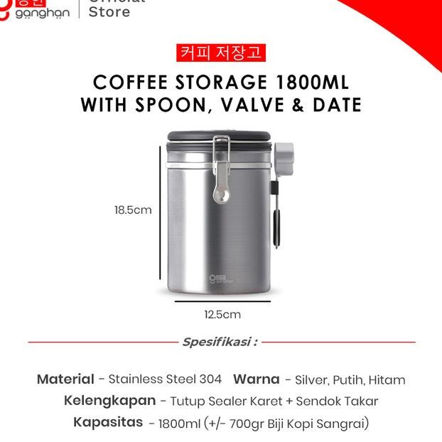 

Ganghan Caniter Opi Endo 1800Ml Tainle Coffee Torage Vae