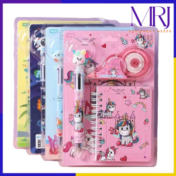 

Mrj Alat Tulis Sekolah Set 3In1 Stationery Set Lucu Karakter Kartun + Correction Tape